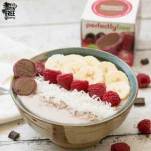 Photo of Raspberry Chocolate Smoothie Bowl with Chocolate and Bananas