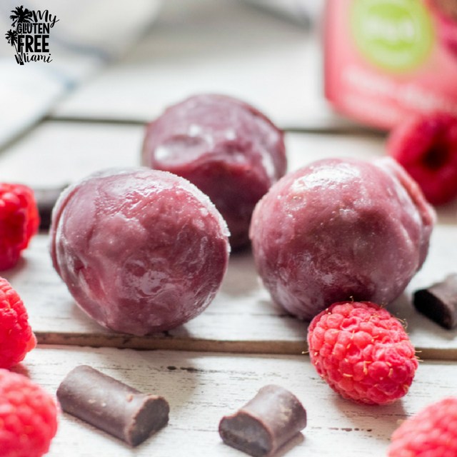 Image of perfectlyfree raspberry chocolate bites with raspberries and chocolate pieces