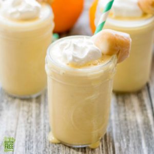 perfectlyfree orange creme frozen bites smoothie blended in a cup with whipped cream
